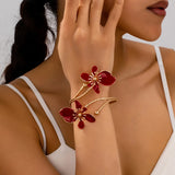 Boho Floral Arm Cuff Bracelet for Women – Vintage Gold Open Bangle