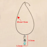 Western Turquoise Bar Pendant Necklace with Owl Charm