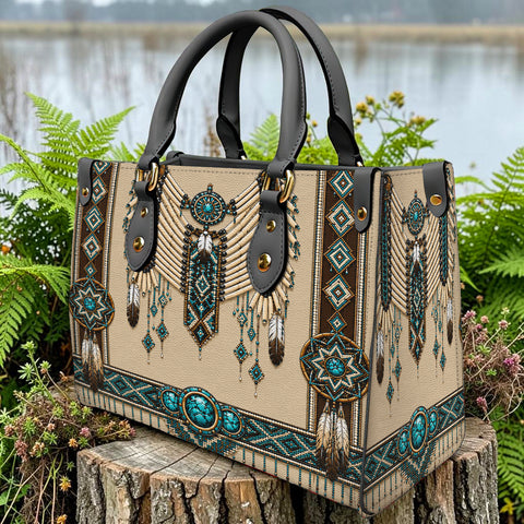 Sacred Turquoise Native American Leather Bag DS260724M15