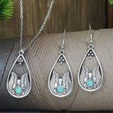 Vintage Blue Crystal Jewelry Set – European-American Necklace & Earrings Gift Set
