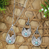 Vintage Blue Crystal Jewelry Set – European-American Necklace & Earrings Gift Set
