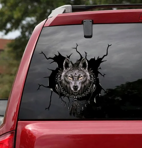 DC0001 Wolf Head Decal Car Sticker Native American Design