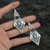 Vintage Boho Geometric Turquoise Earrings – Boho Retro Style