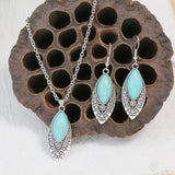 Vintage Blue Crystal Jewelry Set – European-American Necklace & Earrings Gift Set