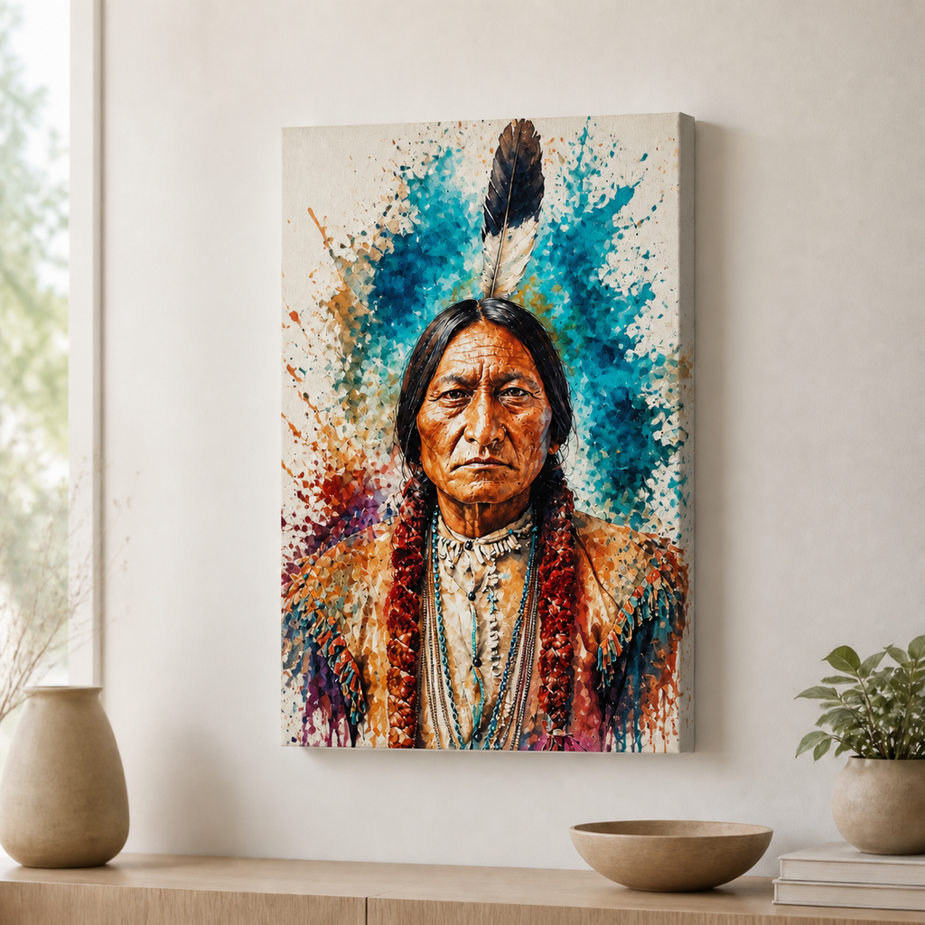 Sitting Bull Watercolor Native American Canvas Wall CVm03