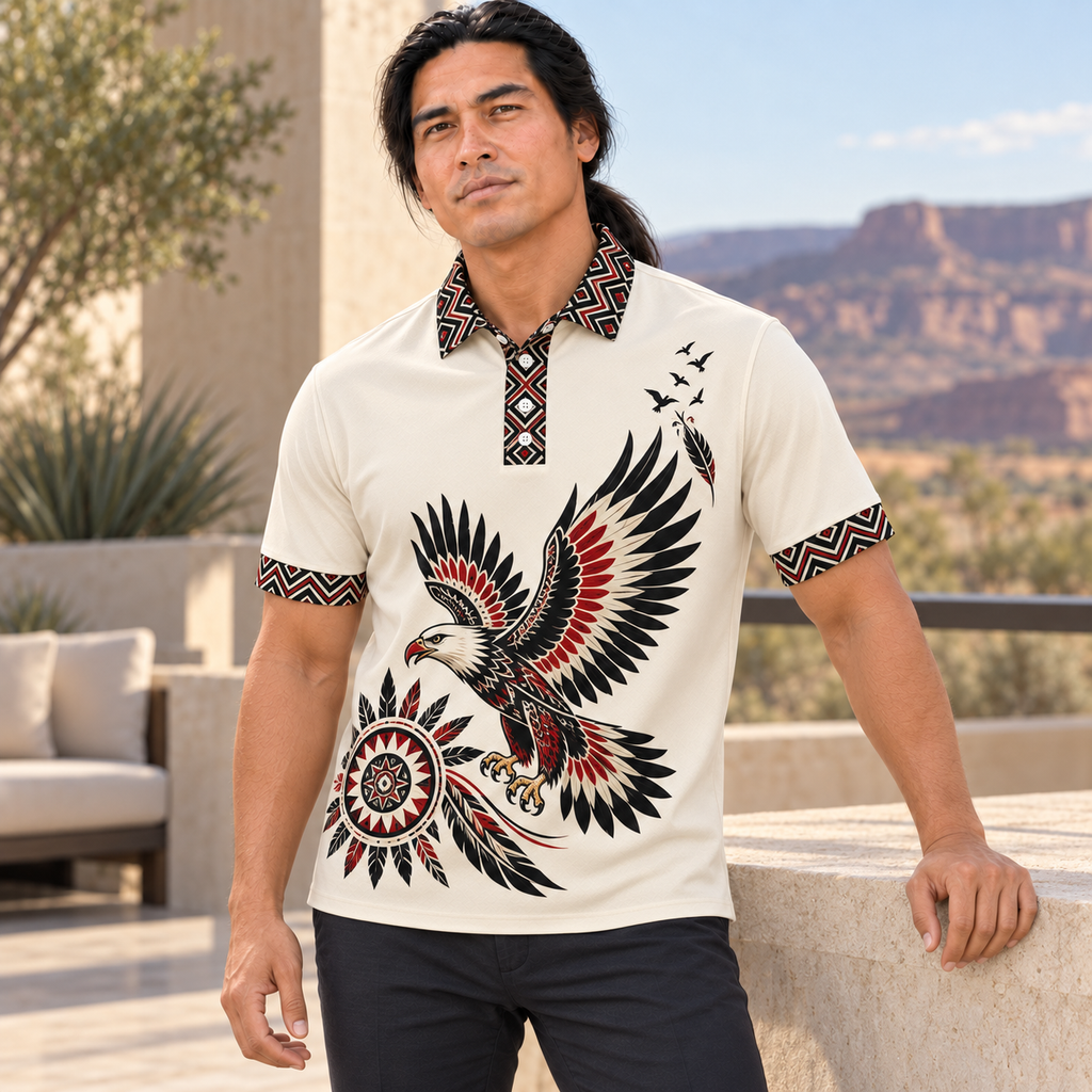 Soaring Eagle Spirit Native American-Inspired Polo T-Shirt 3D PLm028