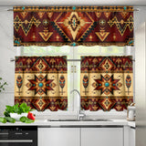 Southwest Native American Curtain Valance and Kitchen Tiers Set DS260714M03
