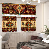 Southwest Native American Curtain Valance and Kitchen Tiers Set DS260714M03