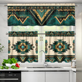 Southwest Native American Curtain Valance and Kitchen Tiers Set DS260715M02