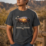 Southwestern Bison Sunset Graphic Native American-Inspired 2D T-Shirt TSm022