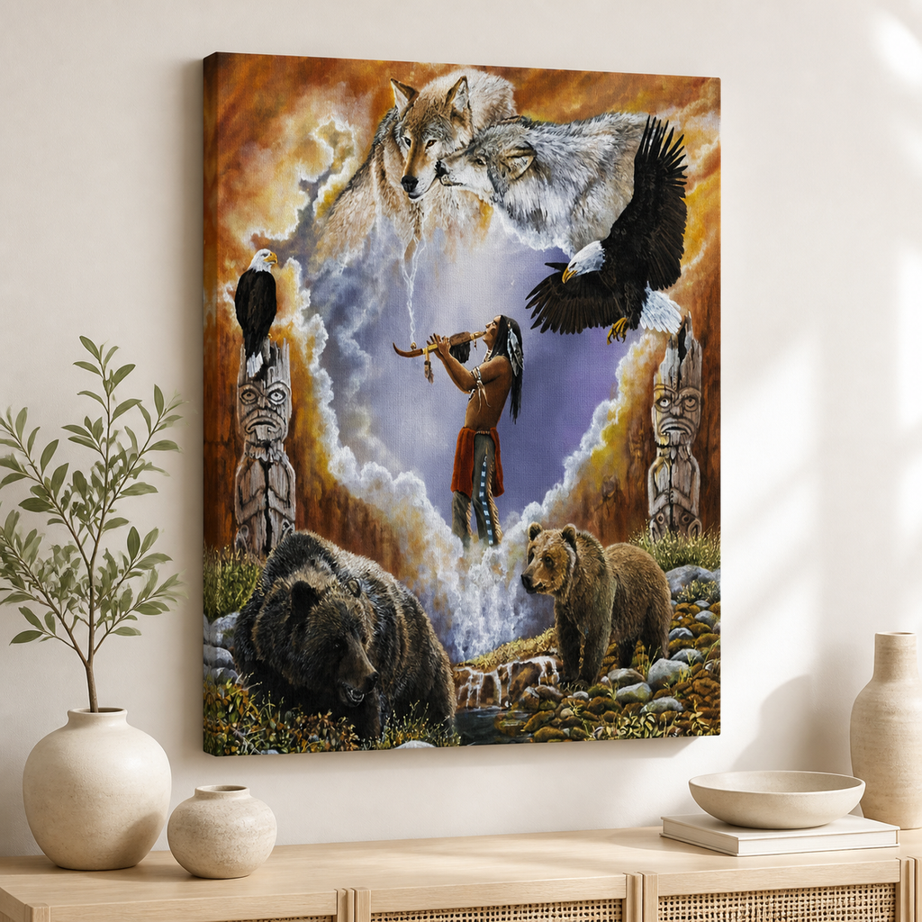 Spirit Wildlife Prayer Native American Canvas Wall GB-NAT0006