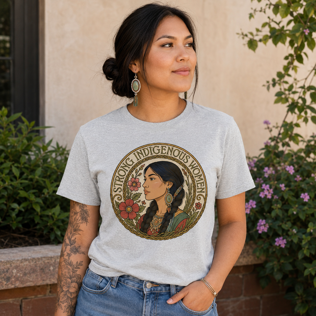 Strong Indigenous Women Art Nouveau Native American-Inspired 2D T-Shirt TSm063