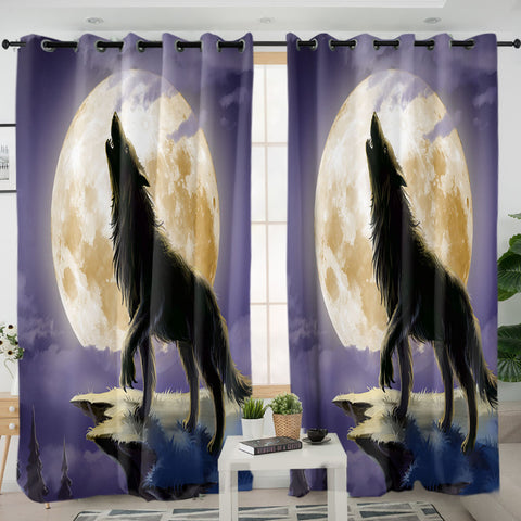 Style3-Howling Wolf Native American Living Room Curtain