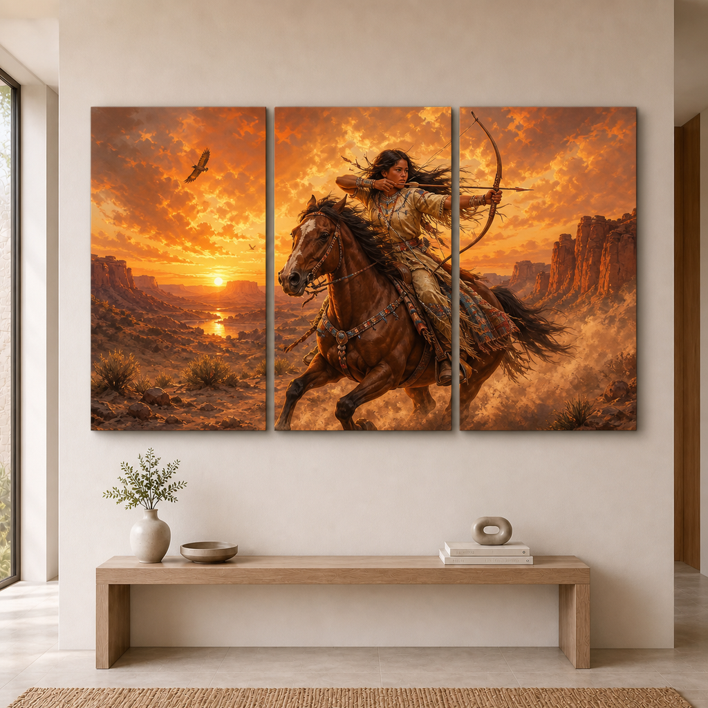 Sunset Arrow Rider Canvas Wall Art 3PCS No Frame CVm08