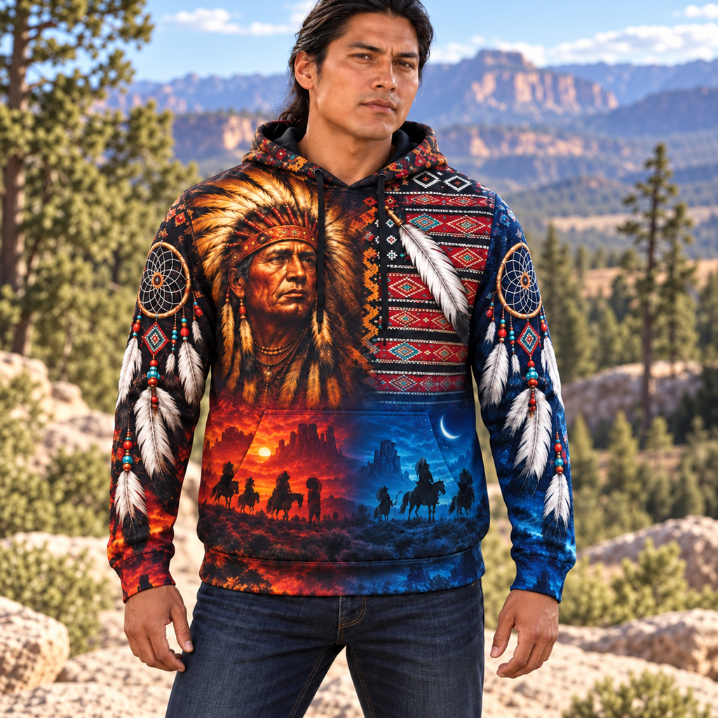 Sunset & Moonlight Native American-Inspired 3D Hoodie HD3dm006