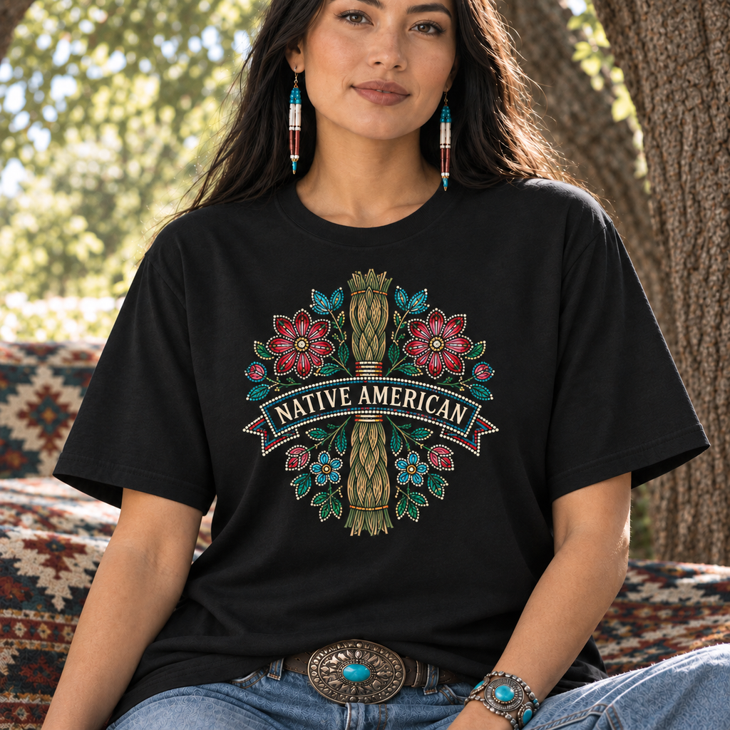 Sweetgrass Floral Heritage Native American-Inspired 2D T-Shirt TSm073