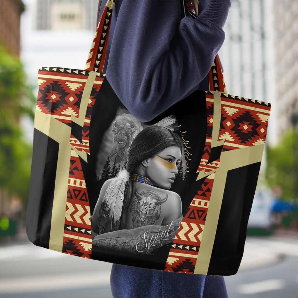 TB250305M01 Woman Spirit Native American All-over Print Large Tote Bag