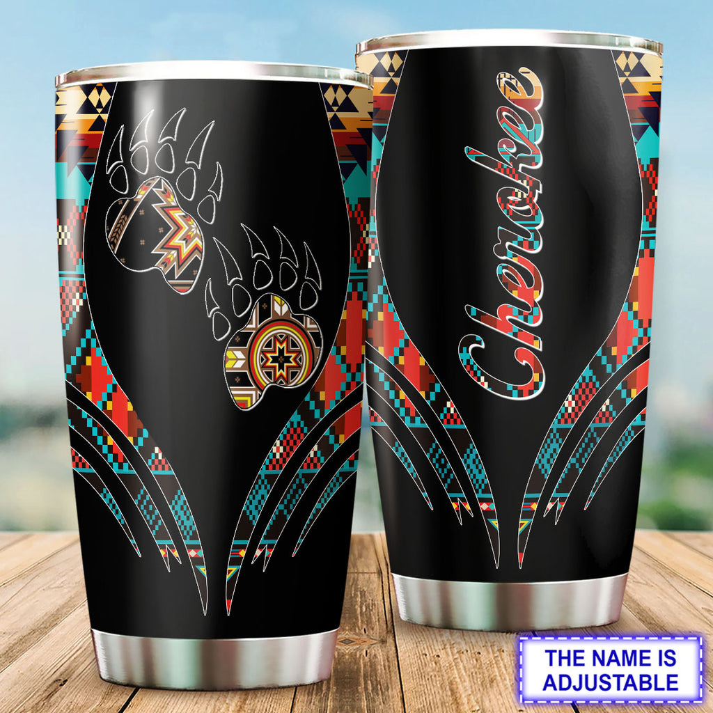 TB250513M16 Bear Paw Custom Name Native American 20oz Tumbler