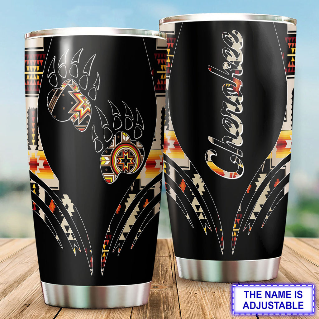 TB250513M18 Bear Paw Custom Name Native American 20oz Tumbler