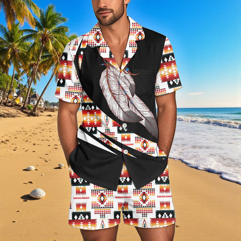 TS00107 Native American Men Short Sleeve Button Pajamas