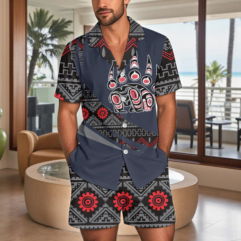 TS00116 Native American Men Short Sleeve Button Pajamas