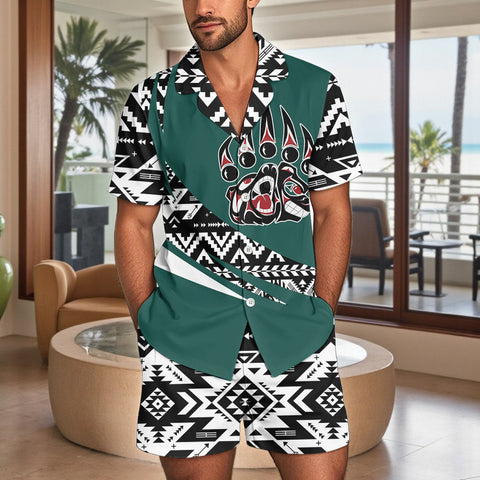 TS00128 Native American Men Short Sleeve Button Pajamas