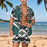 TS00128 Native American Men Short Sleeve Button Pajamas