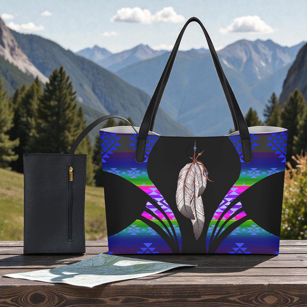 TS0036 Native American Shopping Tote Bag With Black Mini Purse