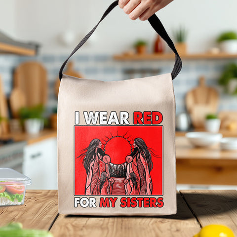 TS0089 I Wear Red For My Sisters Native American Canvas Lunch Bag