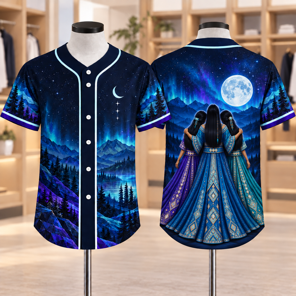 Three Sisters Moonlight Native American-Inspired Baseball Jersey BSm051