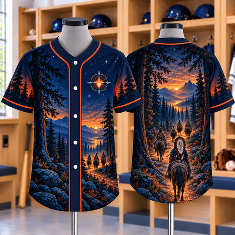 Trail Riders Native American-Inspired Baseball Jersey BSm049