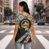 Trail of Tears Native American Women's Loose V-neck Short Sleeve T-shirt GB-HW000171