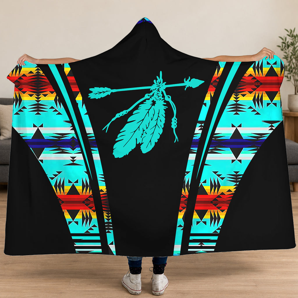 Tribal Arrow Feather Native American-Inspired Hooded Blanket GB-HW000307