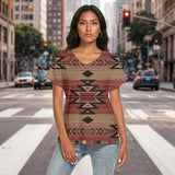 Tribal Arrow Native American Women's Loose V-neck Short Sleeve T-shirt GB-NAT00334-02