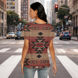 Tribal Arrow Native American Women's Loose V-neck Short Sleeve T-shirt GB-NAT00334-02