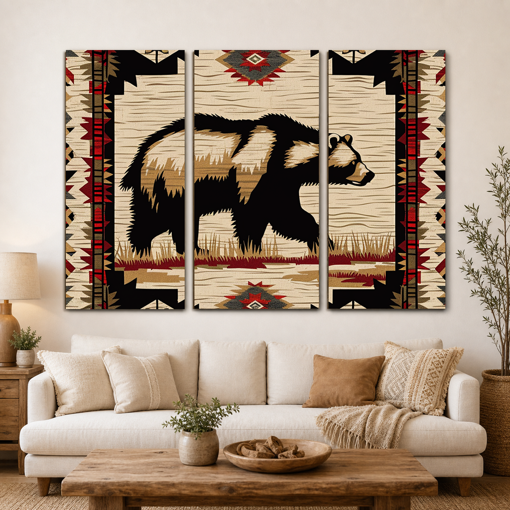 Tribal Bear Canvas Wall Art 3PCS No Frame GB-NAT00900