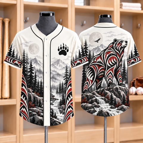 Tribal Bear Mountain Sentinel Native American-Inspired Baseball Jersey BSm035