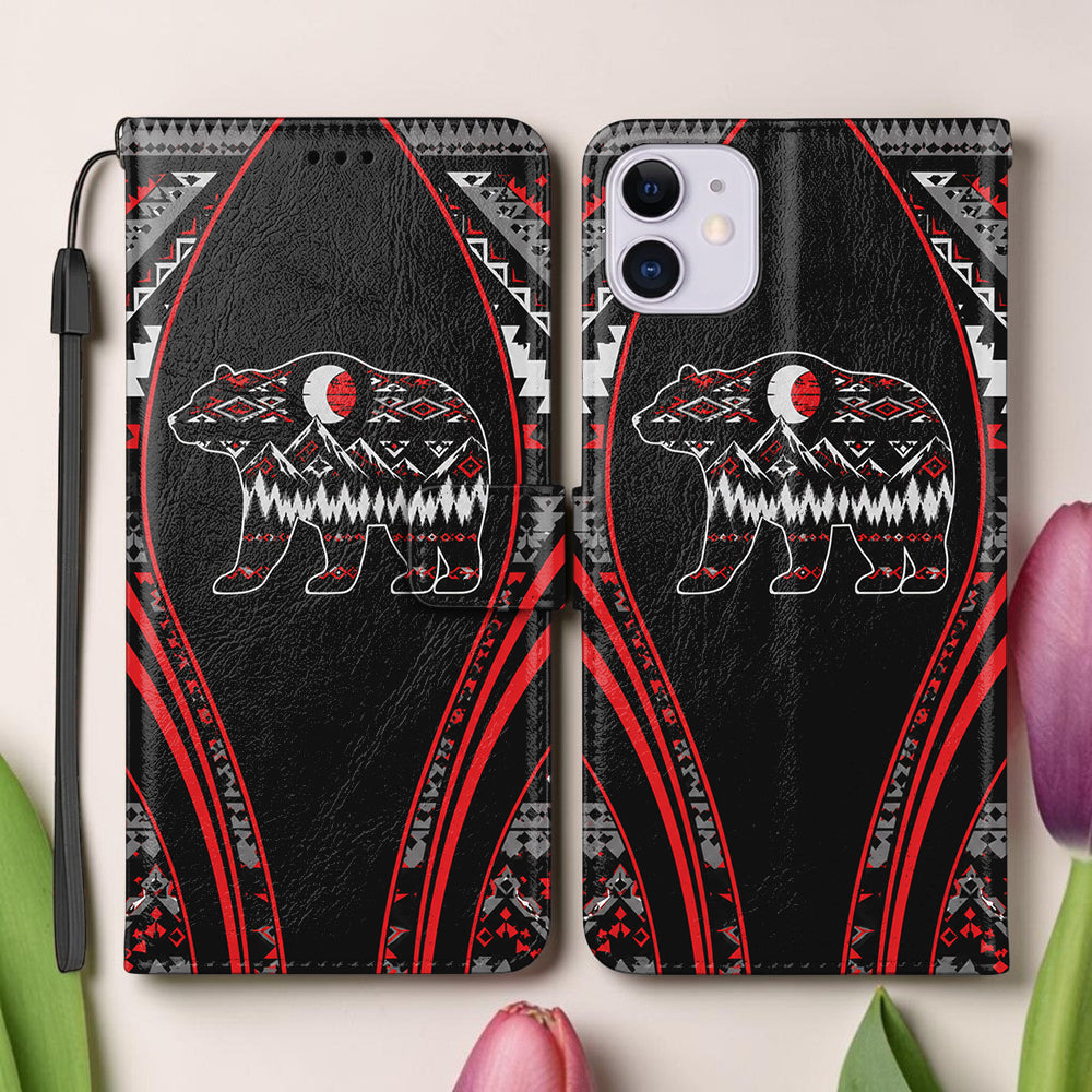 Tribal Bear Native American-Inspired Leather Wallet Phone Case DS260731M15