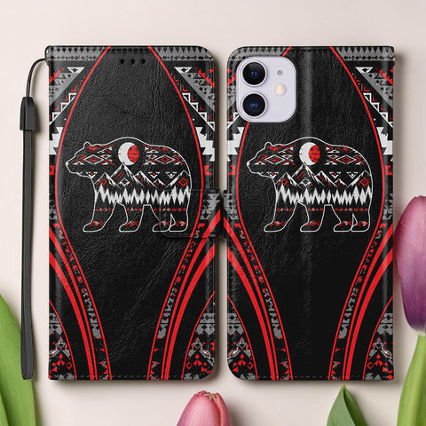 Tribal Bear Native American-Inspired Leather Wallet Phone Case DS260731M15