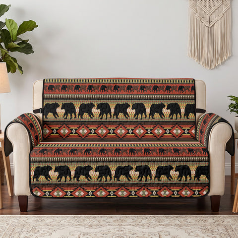 Tribal Bear Native American-Inspired Quilted Sofa Cover - Loveseat or 3-Seater GB-NAT00727