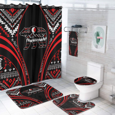Tribal Bear Red Pattern Native American Bathroom set DS260731M15