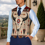 Tribal Bison Native American Suit Vest Jacket Print One Side Front DS260730M10