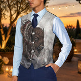 Tribal Bison Native American Suit Vest Jacket Print One Side Front GB-NAT00143v5