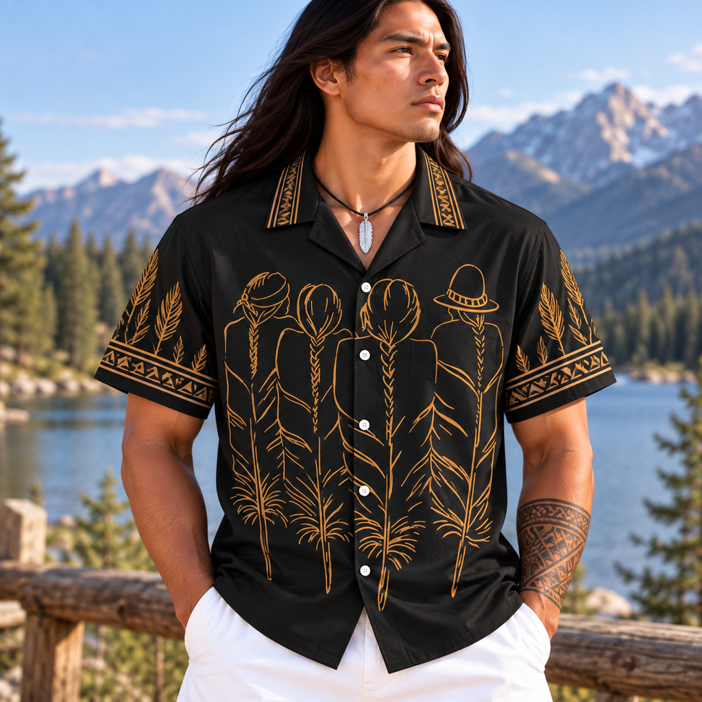 Tribal Feather Native American-Inspired 3D Hawaiian Shirt HWm040