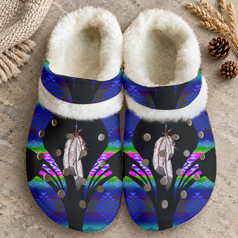Tribal Feather Native American-Inspired Classic Clogs with Fleece Shoes TS0036