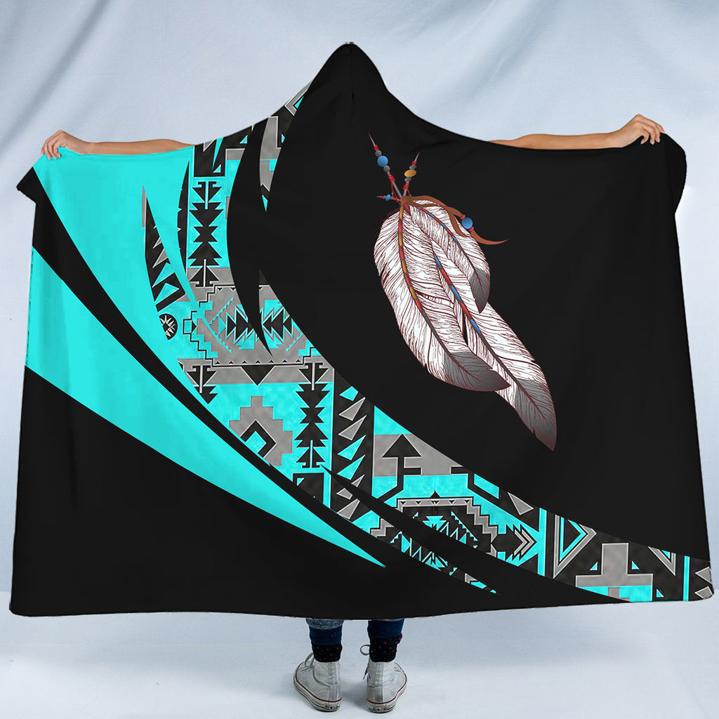 Tribal Feather Native American-Inspired Hooded Blanket CBT0024