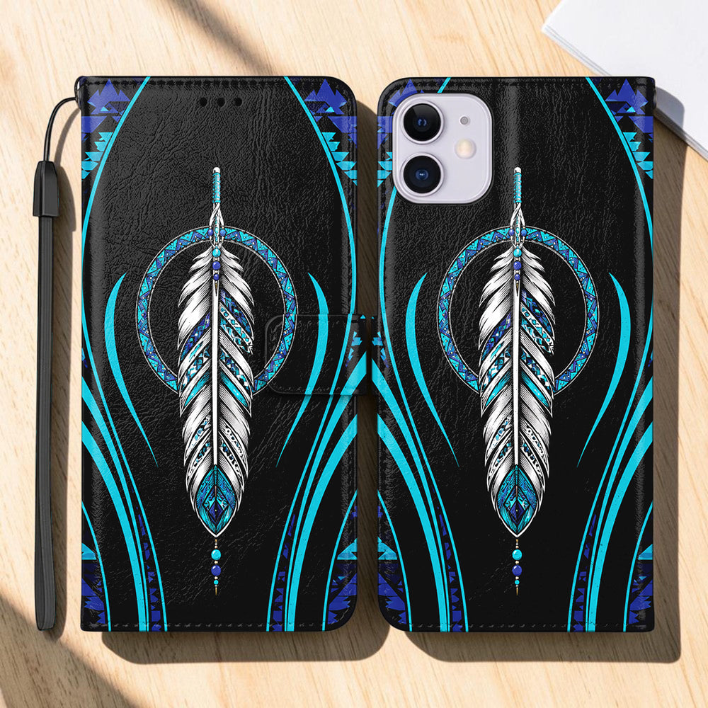Tribal Feather Native American-Inspired Leather Wallet Phone Case DS260803M01
