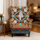 Tribal Feather Native American-Inspired Wingback Chair Slipcover GB-NAT00640