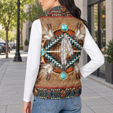 Tribal Feather Native American-Inspired Women's Quilted Jacket Vest GB-NAT00640