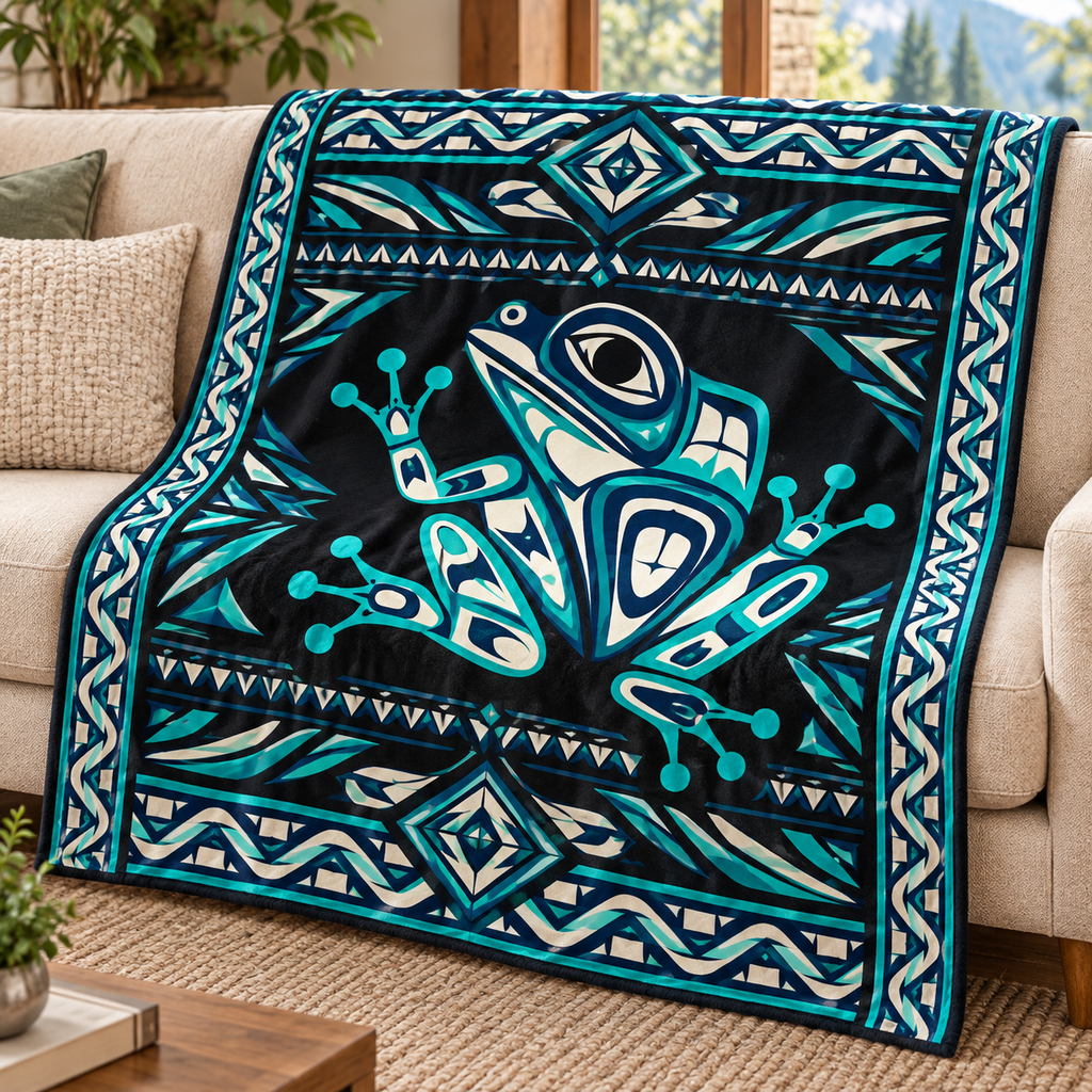 Tribal Frog Native American-Inspired Blanket BLm029